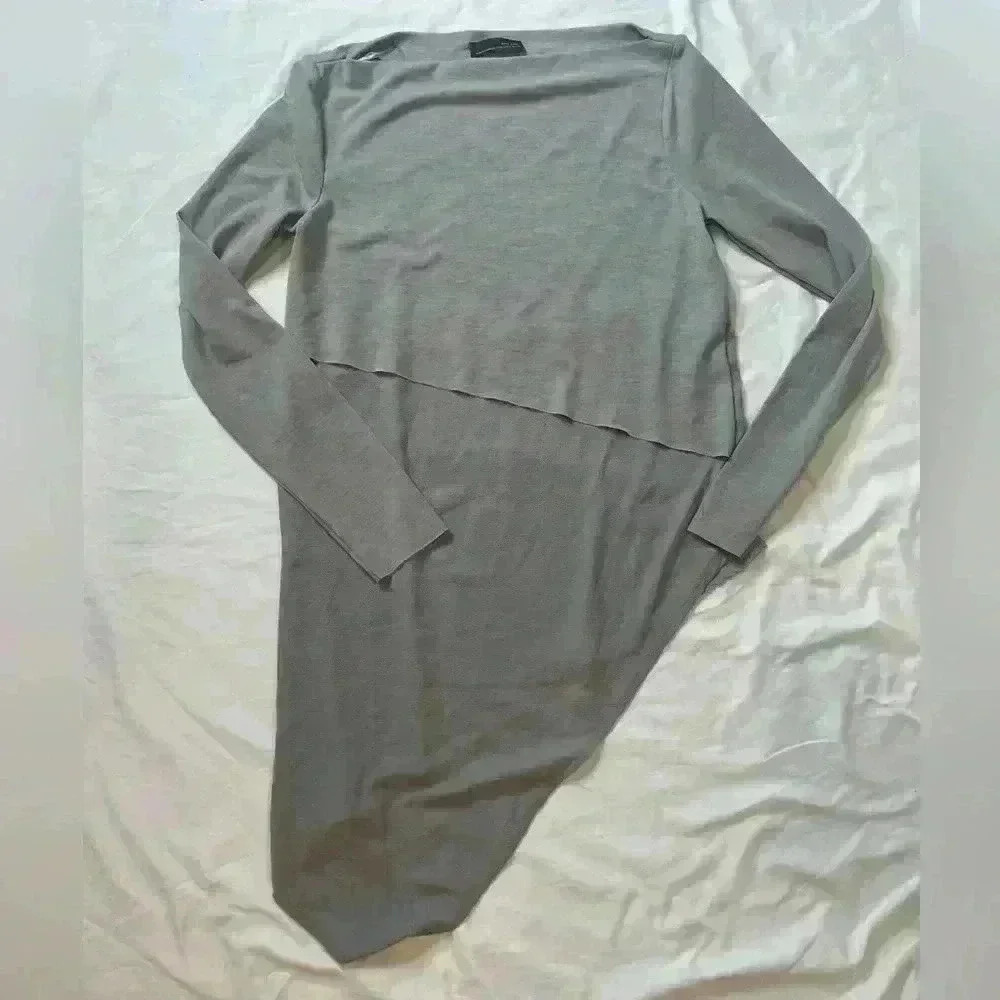 Zara Women’s Size Small Asymmetrical Long Sleeve Shirt Blouse Gray